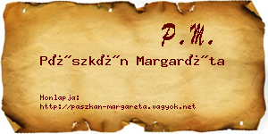 Pászkán Margaréta névjegykártya